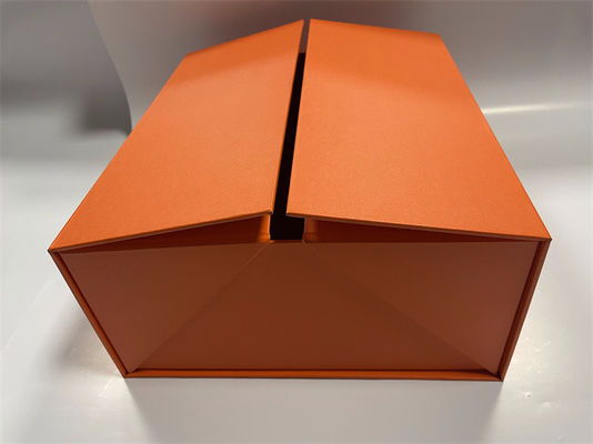 Scatola di carta pieghevole arancione CMYK Scatola di cartone rettangolare con coperchio
